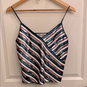 Diane von Furstenberg Striped Sequin Camisole Top